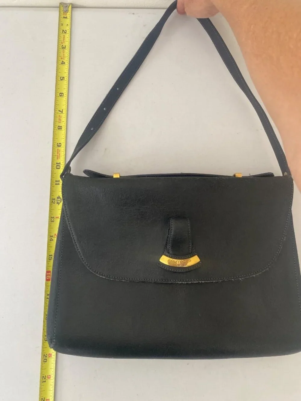 Vintage Courreges Paris Mini Briefcase Purse Shoulder Bag Black